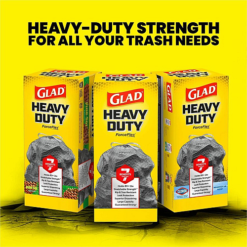 Glad ForceFlexPlus Large Drawstring Trash Bags Large Size - 30 gal Capacity - 24.88" Length x 24.02" Width - Drawstring Closure - Black - Home, Office, Can - 25/Box - 1 Each (70359)