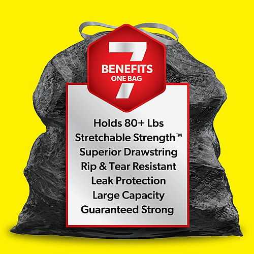 Glad ForceFlexPlus Large Drawstring Trash Bags Large Size - 30 gal Capacity - 24.88" Length x 24.02" Width - Drawstring Closure - Black - Home, Office, Can - 25/Box - 1 Each (70359)
