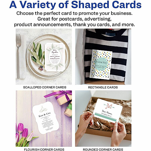 Avery(R) Printable Postcards, 4.25" x 5.5" , Textured White, 120 Blank Postcards for Inkjet and laser Printers (3380) 90 Brightness - 4 1/4" x 5 1/2" - 65 lb Basis Weight - 176 g/m² Grammage - Textured Matte - Rounded Corner, Micro Perforated (03380)