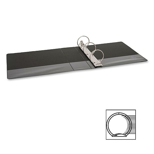 Business Source Basic Round-ring Binder 3" Binder Capacity - Letter - 8 1/2" x 11" Sheet Size - 3 Ring(s) - Fastener(s): Round Ring - Pocket(s): Inside Front & Back - Vinyl - Black - 1.20 lb - Exposed Rivet, Non Locking Mechanism, Sheet Lifter, (BSN09978)
