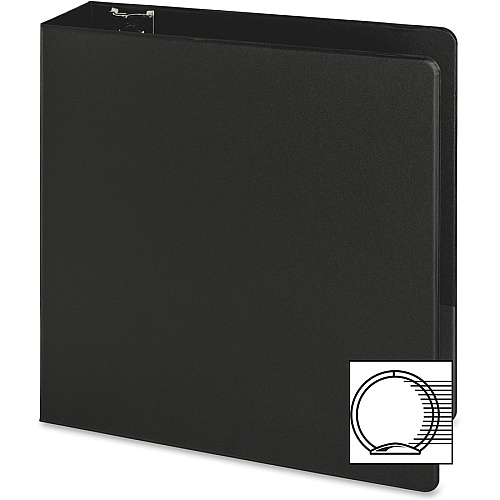 Business Source Basic Round-ring Binder 3" Binder Capacity - Letter - 8 1/2" x 11" Sheet Size - 3 Ring(s) - Fastener(s): Round Ring - Pocket(s): Inside Front & Back - Vinyl - Black - 1.20 lb - Exposed Rivet, Non Locking Mechanism, Sheet Lifter, (BSN09978)