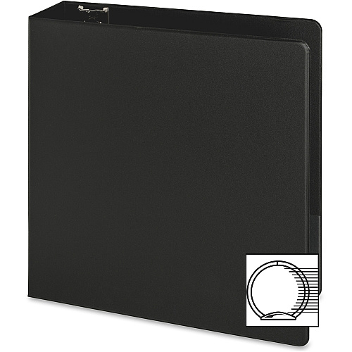 Business Source Basic Round-ring Binder 3" Binder Capacity - Letter - 8 1/2" x 11" Sheet Size - 3 Ring(s) - Fastener(s): Round Ring - Pocket(s): Inside Front & Back - Vinyl - Black - 1.20 lb - Exposed Rivet, Non Locking Mechanism, Sheet Lifter, (BSN09978)