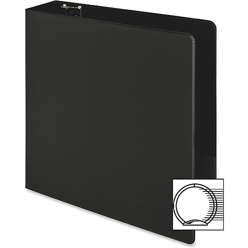Business Source Basic Round-ring Binder 3" Binder Capacity - Letter - 8 1/2" x 11" Sheet Size - 3 Ring(s) - Fastener(s): Round Ring - Pocket(s): Inside Front & Back - Vinyl - Black - 1.20 lb - Exposed Rivet, Non Locking Mechanism, Sheet Lifter, (BSN09978)