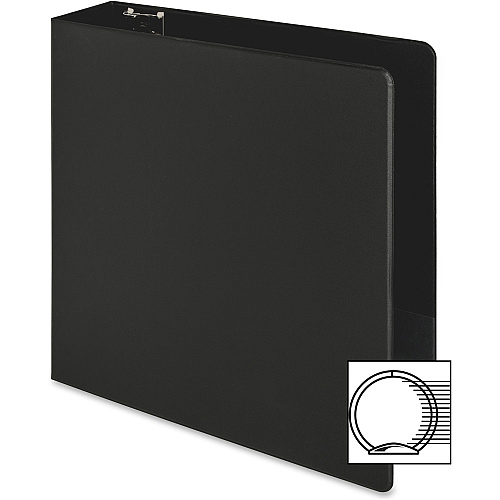 Business Source Basic Round-ring Binder 3" Binder Capacity - Letter - 8 1/2" x 11" Sheet Size - 3 Ring(s) - Fastener(s): Round Ring - Pocket(s): Inside Front & Back - Vinyl - Black - 1.20 lb - Exposed Rivet, Non Locking Mechanism, Sheet Lifter, (BSN09978)