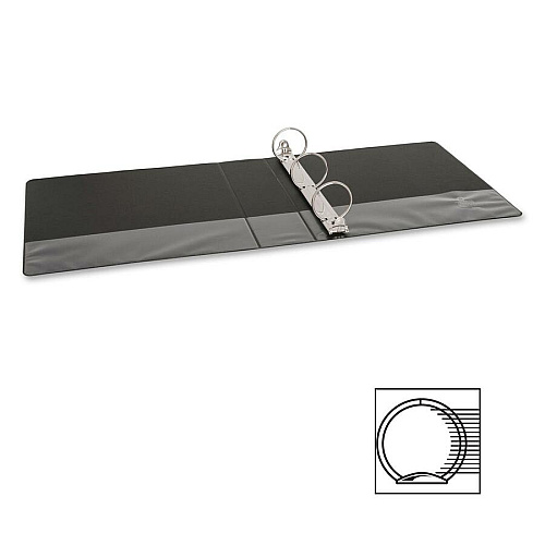 Business Source Basic Round-ring Binder 2" Binder Capacity - Letter - 8 1/2" x 11" Sheet Size - 3 Ring(s) - Fastener(s): Round Ring - Pocket(s): Inside Front & Back - Vinyl - Black - 1 lb - Recycled - Exposed Rivet, Non Locking Mechanism, Open  (BSN09977)