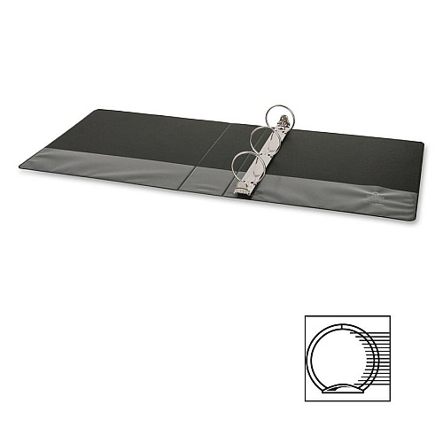 Business Source Basic Round-ring Binder 2" Binder Capacity - Letter - 8 1/2" x 11" Sheet Size - 3 Ring(s) - Fastener(s): Round Ring - Pocket(s): Inside Front & Back - Vinyl - Black - 1 lb - Recycled - Exposed Rivet, Non Locking Mechanism, Open  (BSN09977)