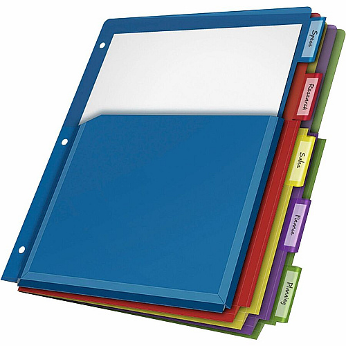 Cardinal Expanding Pocket Poly Divider 5 x Divider(s) - 5 Tab(s)/Set - 9.8" Divider Width x 11.50" Divider Length - Letter - 8.50" Width x 11" Length - 3 Hole Punched - Translucent Poly Divider - Multicolor Poly Tab(s) - Non-stick, Insertable Ta (84012CB)