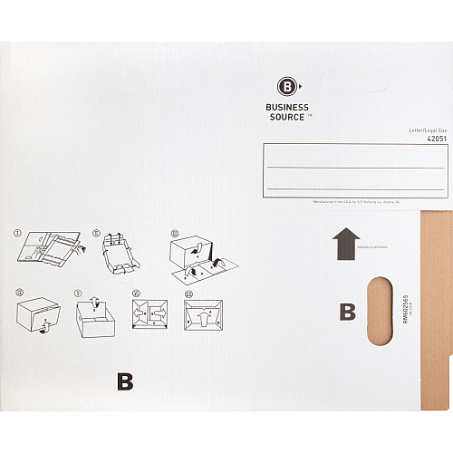 Business Source Economy Storage Box with Lid External Dimensions: 12" Width x 15" Depth x 10" Height - 350 lb - Media Size Supported: Legal, Letter - Light Duty - Stackable - White - For File - Recycled - 12 / Carton (BSN42051)