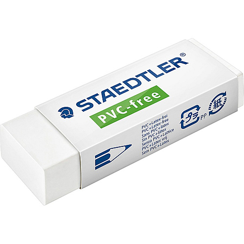 Staedtler PVC Free Eraser 2.6" Width x 0.5" Height x 0.9" Depth - 1 Each - Latex-free, Smudge-free, PVC-free (525B20)