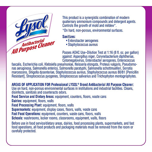 Professional Lysol Antibacterial All Purpose Cleaner Concentrate - 128 fl oz (4 quart) - Anti-bacterial, Deodorize, Disinfectant - Clear/Fluorescent Green - 1 Each (74392)
