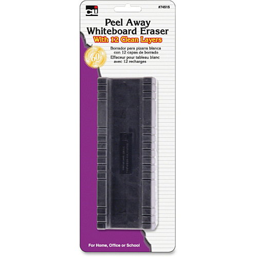 CLI Peel-away Felt Whiteboard Eraser 5" Length - Easy-grip Handle - Black, White - Felt - 1 Each (74515)