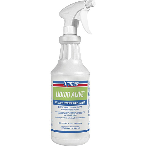 Dymon Liquid Alive Instant Odor Digester For Multipurpose - 32 fl oz (1 quart) - Recommended For: Odor Remover - Non-toxic - White Bottle - 1 Each (33632)