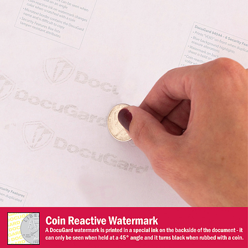 DocuGard Standard 2-part Medical Security Paper Letter - 8 1/2" x 11" - 24 lb Basis Weight - Tamper Resistant, Pantograph, Erasure Protection, Watermarked, Security Features Listing, Coin-reactive Ink, Microtext Printing, Carbonless, CMS Approved, (04544)