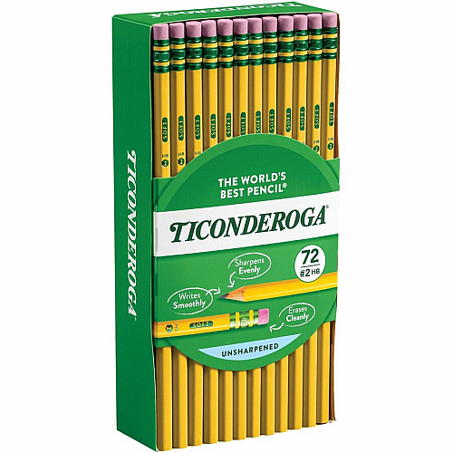 Ticonderoga No. 2 Pencils #2 - Yellow Cedar Barrel - 72 / Box (33904)