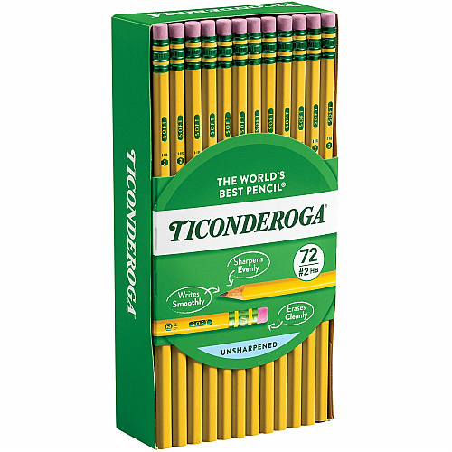 Ticonderoga No. 2 Pencils #2 - Yellow Cedar Barrel - 72 / Box (33904)