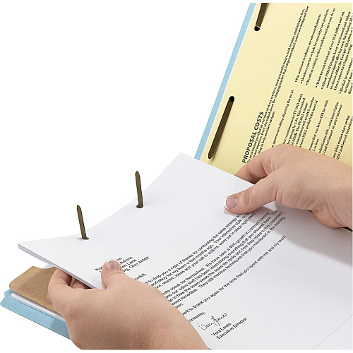 Smead 2/5 Tab Cut Letter Recycled Classification Folder 8 1/2" x 11" - 2" Expansion - 4 x 2K Fastener(s) - 1" Fastener Capacity, 2" Fastener Capacity - Top Tab Location - Right of Center Tab Position - 1 Divider(s) - 25 pt. - Pressboard - Blue - H (13721)