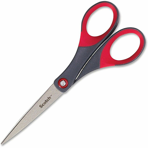 Scotch Precision Scissors 7" Overall Length - Left/Right - Stainless Steel - Red, Gray - 1 Each (1447)