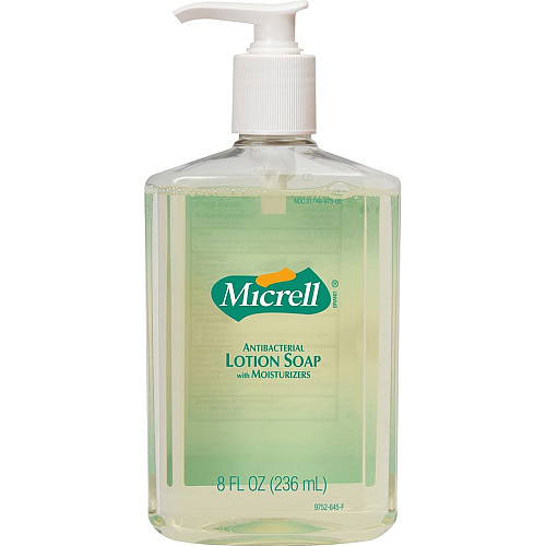 Micrell Antibacterial Lotion Soap Citrus Scent - 8 fl oz - Pump Bottle Dispenser - Kill Germs, Grease Remover - Hand - Anti-irritant, Bio-based - 12 / Carton (975212CT)