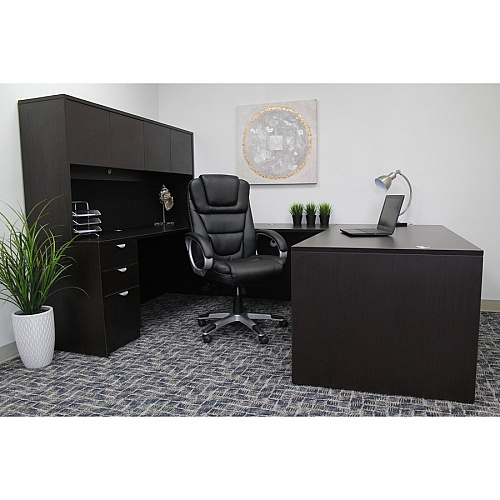 Boss High Back Executive Chair Black Seat Color - LeatherPlus Seat Material - Black, Gray Frame Color - Nylon Frame Material - 5-star Base - 1 Each (VSBO8601)