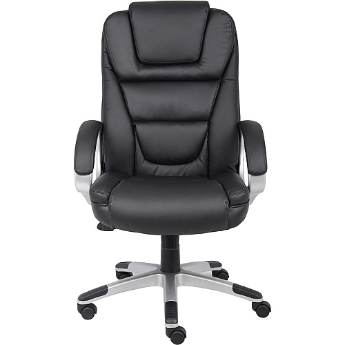 Boss High Back Executive Chair Black Seat Color - LeatherPlus Seat Material - Black, Gray Frame Color - Nylon Frame Material - 5-star Base - 1 Each (VSBO8601)