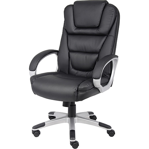 Boss High Back Executive Chair Black Seat Color - LeatherPlus Seat Material - Black, Gray Frame Color - Nylon Frame Material - 5-star Base - 1 Each (VSBO8601)