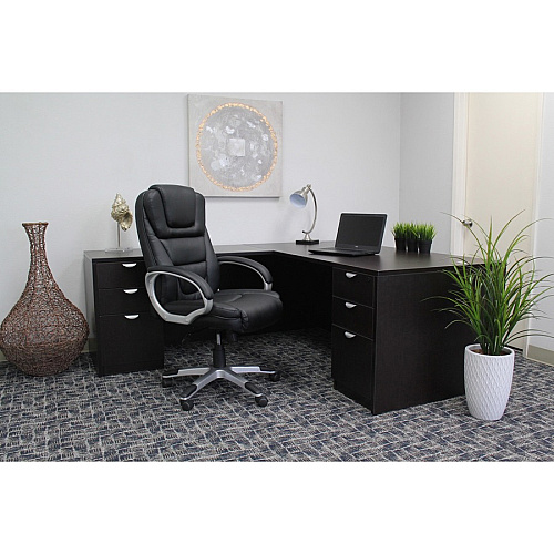 Boss High Back Executive Chair Black Seat Color - LeatherPlus Seat Material - Black, Gray Frame Color - Nylon Frame Material - 5-star Base - 1 Each (VSBO8601)