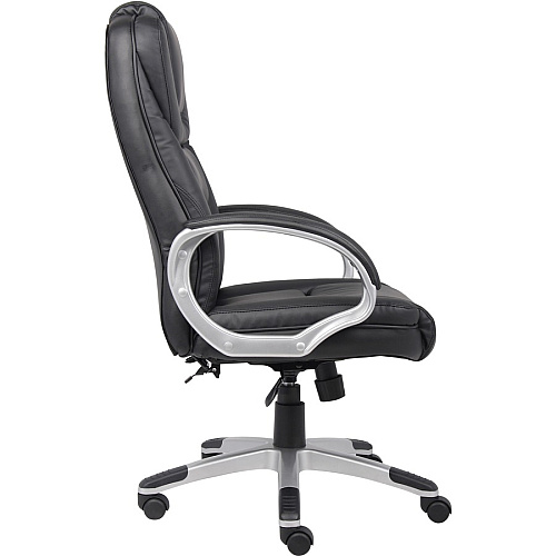 Boss High Back Executive Chair Black Seat Color - LeatherPlus Seat Material - Black, Gray Frame Color - Nylon Frame Material - 5-star Base - 1 Each (VSBO8601)