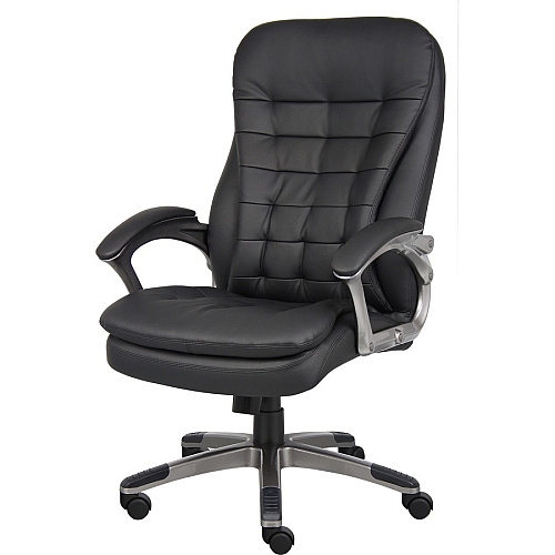 Boss High Back Executive Chair Black Seat Color - Vinyl Seat Material - Black, Gray Frame Color - Nylon Frame Material - 5-star Base - 1 Each (VSBO9331)