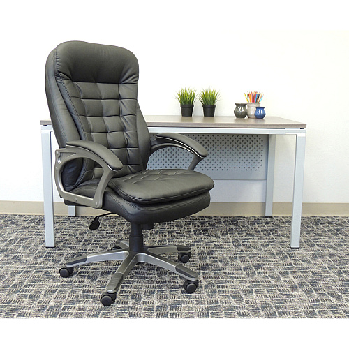 Boss High Back Executive Chair Black Seat Color - Vinyl Seat Material - Black, Gray Frame Color - Nylon Frame Material - 5-star Base - 1 Each (VSBO9331)