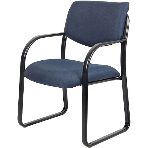 Boss Guest Chair Blue Seat Color - Fabric Seat Material - Black Frame Color - Metal Frame Material - Sled Base - 1 Each (VSBO9521BE)