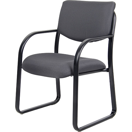 Boss Guest Chair Gray Seat Color - Fabric Seat Material - Black Frame Color - Metal Frame Material - Sled Base - 1 Each (VSBO9521GY)