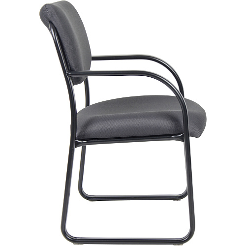 Boss Guest Chair Gray Seat Color - Fabric Seat Material - Black Frame Color - Metal Frame Material - Sled Base - 1 Each (VSBO9521GY)
