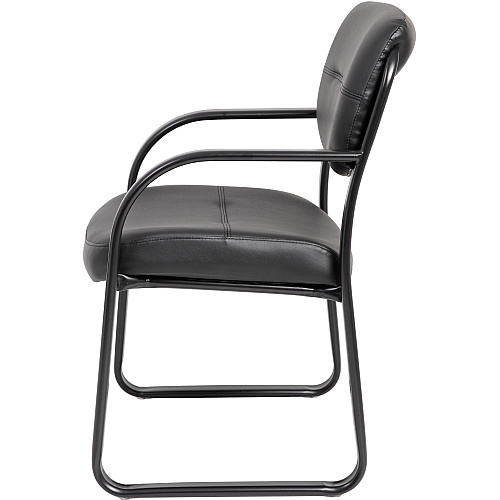 Boss Guest Chair Black Seat Color - LeatherPlus Seat Material - Black Frame Color - Steel Frame Material - Sled Base - 1 Each (VSBO9529)