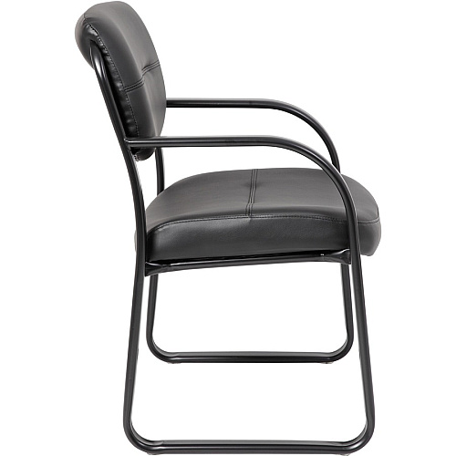 Boss Guest Chair Black Seat Color - LeatherPlus Seat Material - Black Frame Color - Steel Frame Material - Sled Base - 1 Each (VSBO9529)