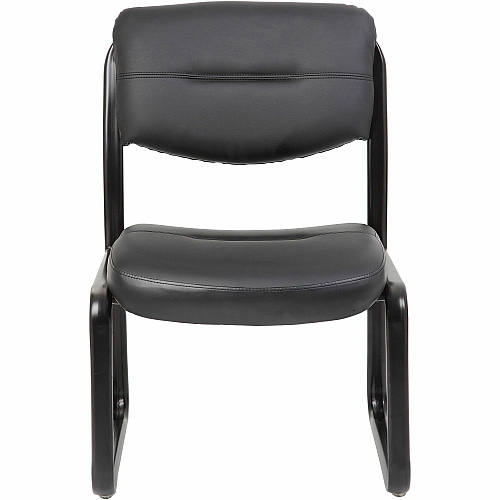 Boss Guest Chair Black Seat Color - LeatherPlus Seat Material - Black Frame Color - Steel Frame Material - Sled Base - 1 Each (VSBO9539)