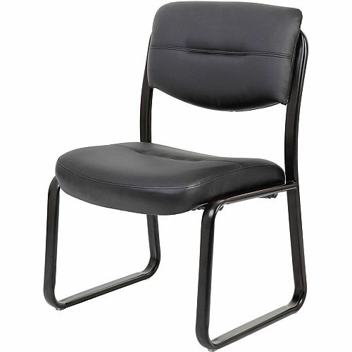 Boss Guest Chair Black Seat Color - LeatherPlus Seat Material - Black Frame Color - Steel Frame Material - Sled Base - 1 Each (VSBO9539)