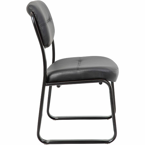 Boss Guest Chair Black Seat Color - LeatherPlus Seat Material - Black Frame Color - Steel Frame Material - Sled Base - 1 Each (VSBO9539)