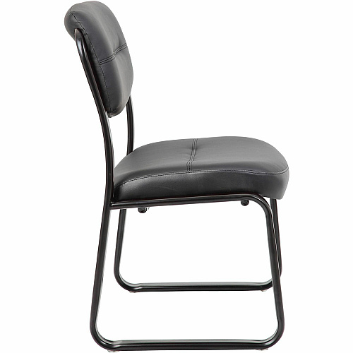 Boss Guest Chair Black Seat Color - LeatherPlus Seat Material - Black Frame Color - Steel Frame Material - Sled Base - 1 Each (VSBO9539)