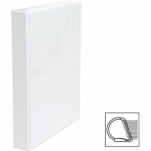 Business Source Basic D-Ring View Binder 1" Binder Capacity - Letter - 8 1/2" x 11" Sheet Size - 240 Sheet Capacity - 3 Ring(s) - Fastener(s): D-Ring - Polypropylene - White - 1.04 lb - Clear Overlay, Spine Label, Non-glare, Sturdy, Exposed Riv (BSN28440)