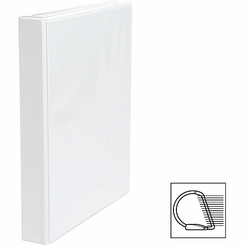 Business Source Basic D-Ring View Binder 1" Binder Capacity - Letter - 8 1/2" x 11" Sheet Size - 240 Sheet Capacity - 3 Ring(s) - Fastener(s): D-Ring - Polypropylene - White - 1.04 lb - Clear Overlay, Spine Label, Non-glare, Sturdy, Exposed Riv (BSN28440)