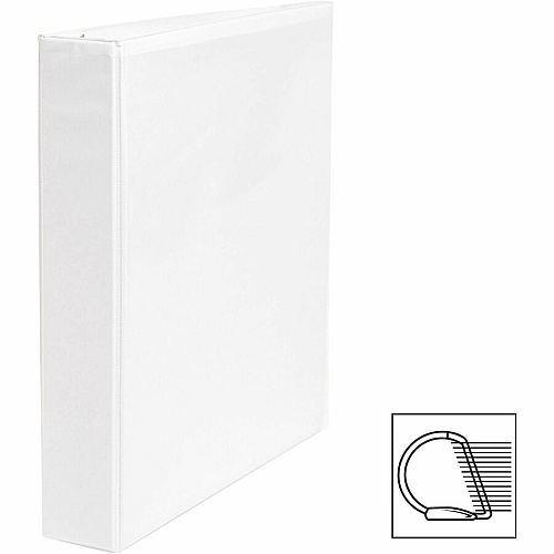 Business Source Basic D-Ring View Binder 1 1/2" Binder Capacity - Letter - 8 1/2" x 11" Sheet Size - 375 Sheet Capacity - 3 Ring(s) - Fastener(s): D-Ring - Pocket(s): Internal - Polypropylene, Chipboard - White - 1.12 lb - Clear Overlay, Spine  (BSN28441)