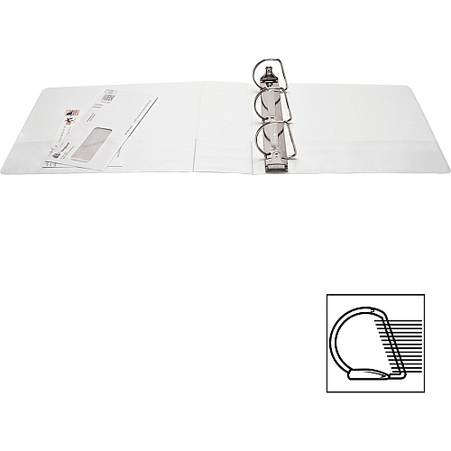 Business Source Basic D-Ring White View Binders 3" Binder Capacity - Letter - 8 1/2" x 11" Sheet Size - Fastener(s): D-Ring - Polypropylene - White - 1.70 lb - Clear Overlay - 1 Each (BSN28443)