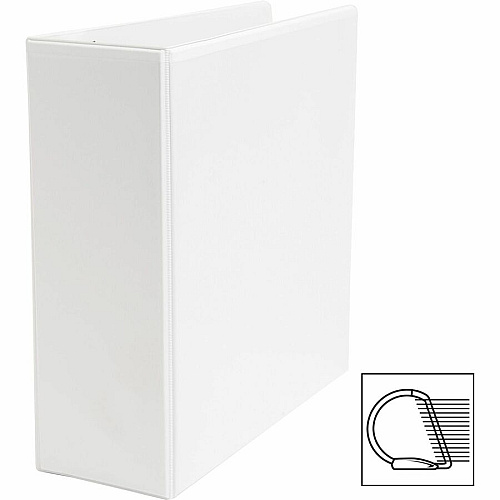 Business Source Basic D-Ring White View Binders 4" Binder Capacity - Letter - 8 1/2" x 11" Sheet Size - Fastener(s): D-Ring - Polypropylene - White - 1.75 lb - Clear Overlay - 1 Each (BSN28444)