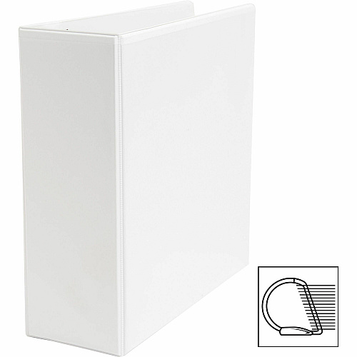 Business Source Basic D-Ring White View Binders 4" Binder Capacity - Letter - 8 1/2" x 11" Sheet Size - Fastener(s): D-Ring - Polypropylene - White - 1.75 lb - Clear Overlay - 1 Each (BSN28444)
