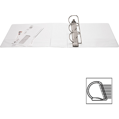 Business Source Basic D-Ring White View Binders 4" Binder Capacity - Letter - 8 1/2" x 11" Sheet Size - Fastener(s): D-Ring - Polypropylene - White - 1.75 lb - Clear Overlay - 1 Each (BSN28444)