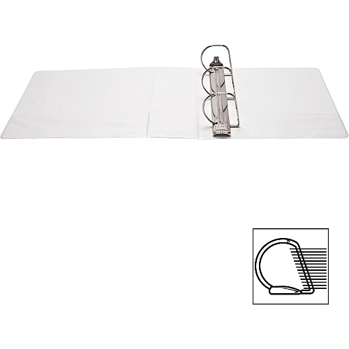 Business Source Basic D-Ring White View Binders 4" Binder Capacity - Letter - 8 1/2" x 11" Sheet Size - Fastener(s): D-Ring - Polypropylene - White - 1.75 lb - Clear Overlay - 1 Each (BSN28444)