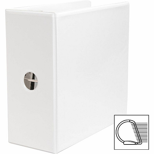Business Source Basic D-Ring White View Binders 5" Binder Capacity - Letter - 8 1/2" x 11" Sheet Size - Fastener(s): D-Ring - Polypropylene - White - 2.10 lb - Clear Overlay - 1 Each (BSN28445)