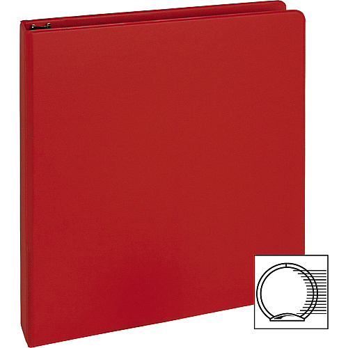 Business Source Basic Round Ring Binders 1" Binder Capacity - Letter - 8 1/2" x 11" Sheet Size - 225 Sheet Capacity - 3 Ring(s) - Fastener(s): Round Ring - Polypropylene, Chipboard - Red - 11.20 oz - Sturdy - 1 Each (BSN28550)