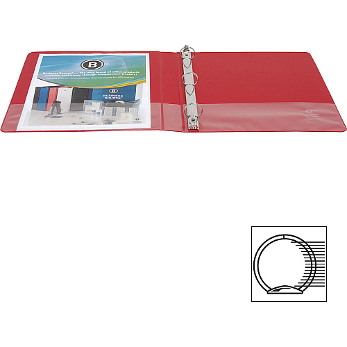 Business Source Basic Round Ring Binders 1" Binder Capacity - Letter - 8 1/2" x 11" Sheet Size - 225 Sheet Capacity - 3 Ring(s) - Fastener(s): Round Ring - Polypropylene, Chipboard - Red - 11.20 oz - Sturdy - 1 Each (BSN28550)