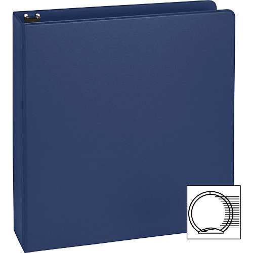 Business Source Basic Round Ring Binders 1 1/2" Binder Capacity - Letter - 8 1/2" x 11" Sheet Size - 350 Sheet Capacity - 3 Ring(s) - Fastener(s): Round Ring - Polypropylene, Chipboard - Dark Blue - 1.02 lb - Sturdy - 1 Each (BSN28551)